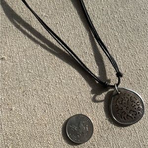 Silpada Carved Shell
Leather Necklace .925 Sterling Silver Leather